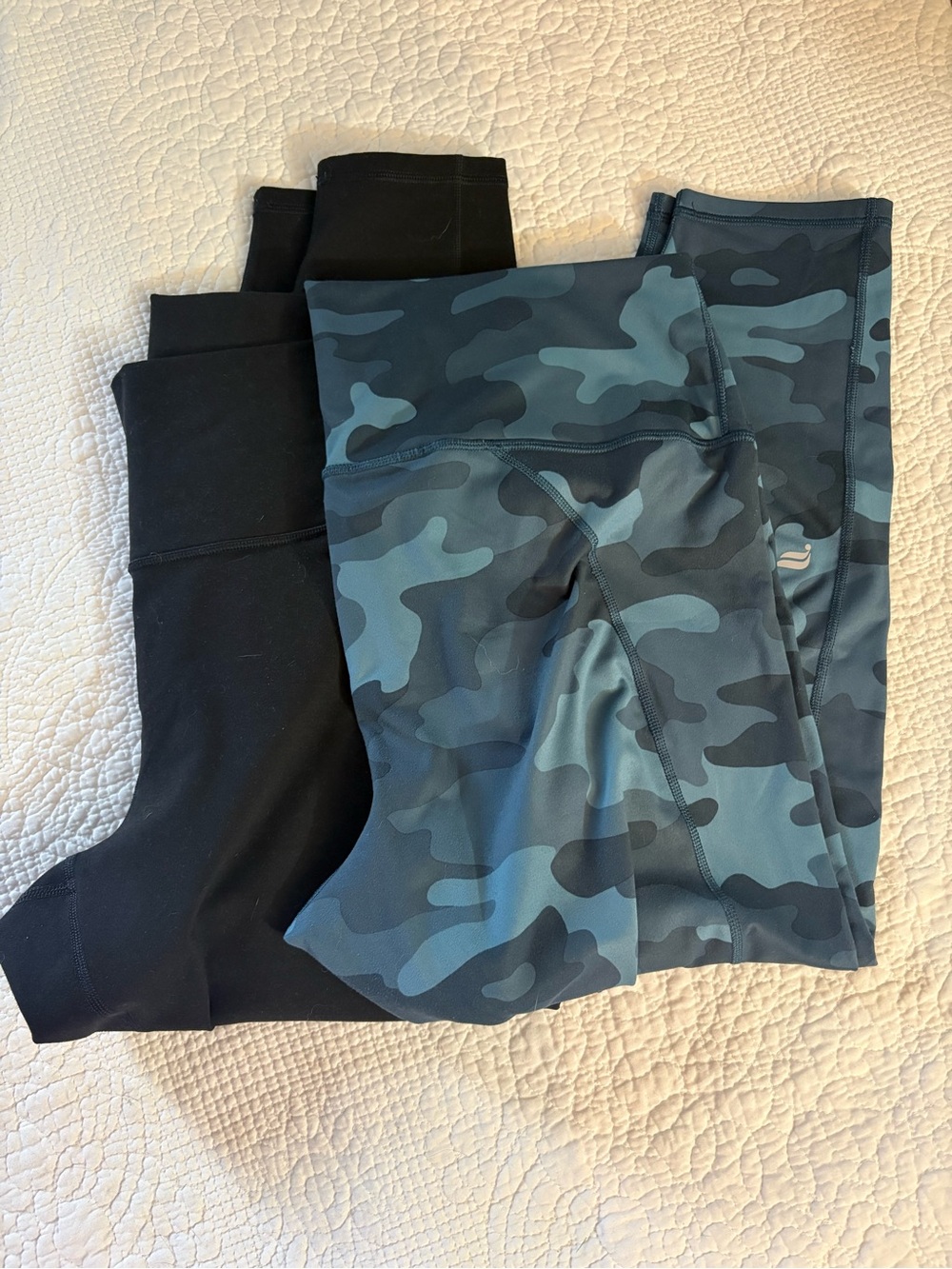 Womens Black and Blue Camo Active Leggings Fabletics powerhold